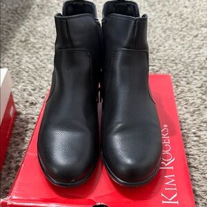 Kim Rogers Black Faux Leather Short Ankle Booties